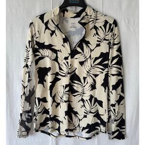 XIX Palms x Tribal Leaf Print 1/4 Zip Long Sleeve Performance Shirt Mesh Large